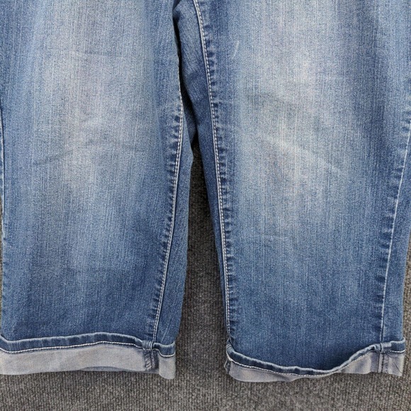 Earl Jean Women's Straight Leg Capri Jeans v 12 Stone Cuffed Hem Embellished - Picture 4 of 10